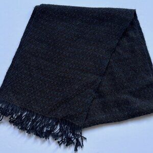 Vintage Blue Gray Alpaca Hand Loomed Scarf